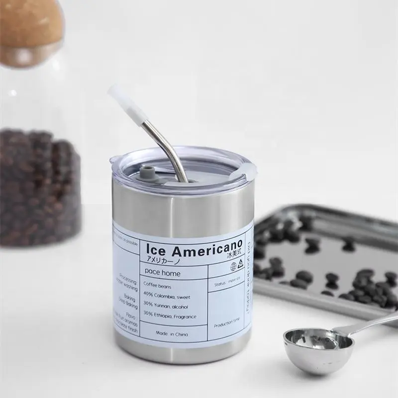 Wholesale Double Layer Insulated Vacuum Americano Ice Coffee Mug with Lid and Straw Factories, Factory