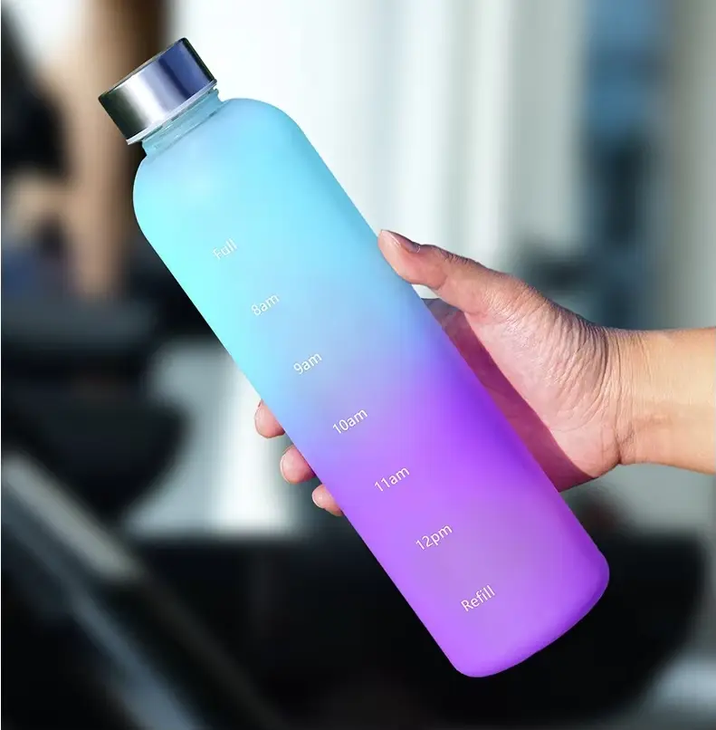 Wholesale 1000ml Bulk Customizable travel Sports Hydration Time Marked Tritan Plastic Water Bottle Manufacturers, Factories