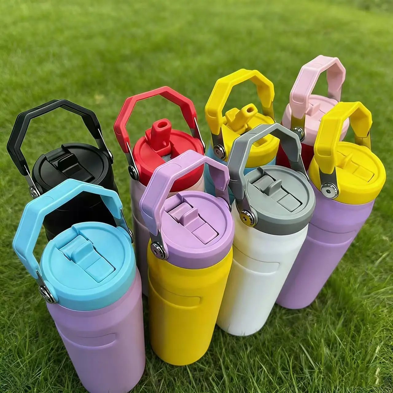 Wholesale New Arrival 16oz 24oz Stainless Steel Water Bottle Insulated Travel Tumbler with Flip Straw Lid and Handle Manufacturer, Factories