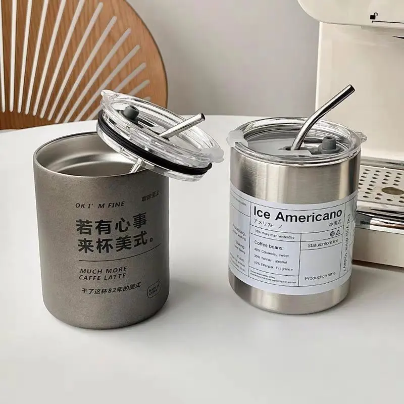 Wholesale Double Layer Insulated Vacuum Americano Ice Coffee Mug with Lid and Straw Factories, Factory