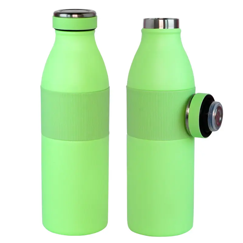 China Innovative Stainless Steel 600ml Water Bottle with Magnetic lid and Silicone Sleeve Suppliers, Factories