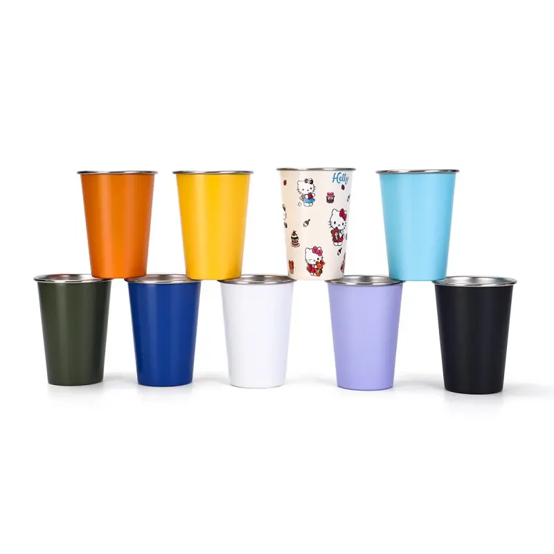 China 16oz Single Wall Stainless Steel Stackable Pint Cup for Outdoor Camp Factories, Factory
