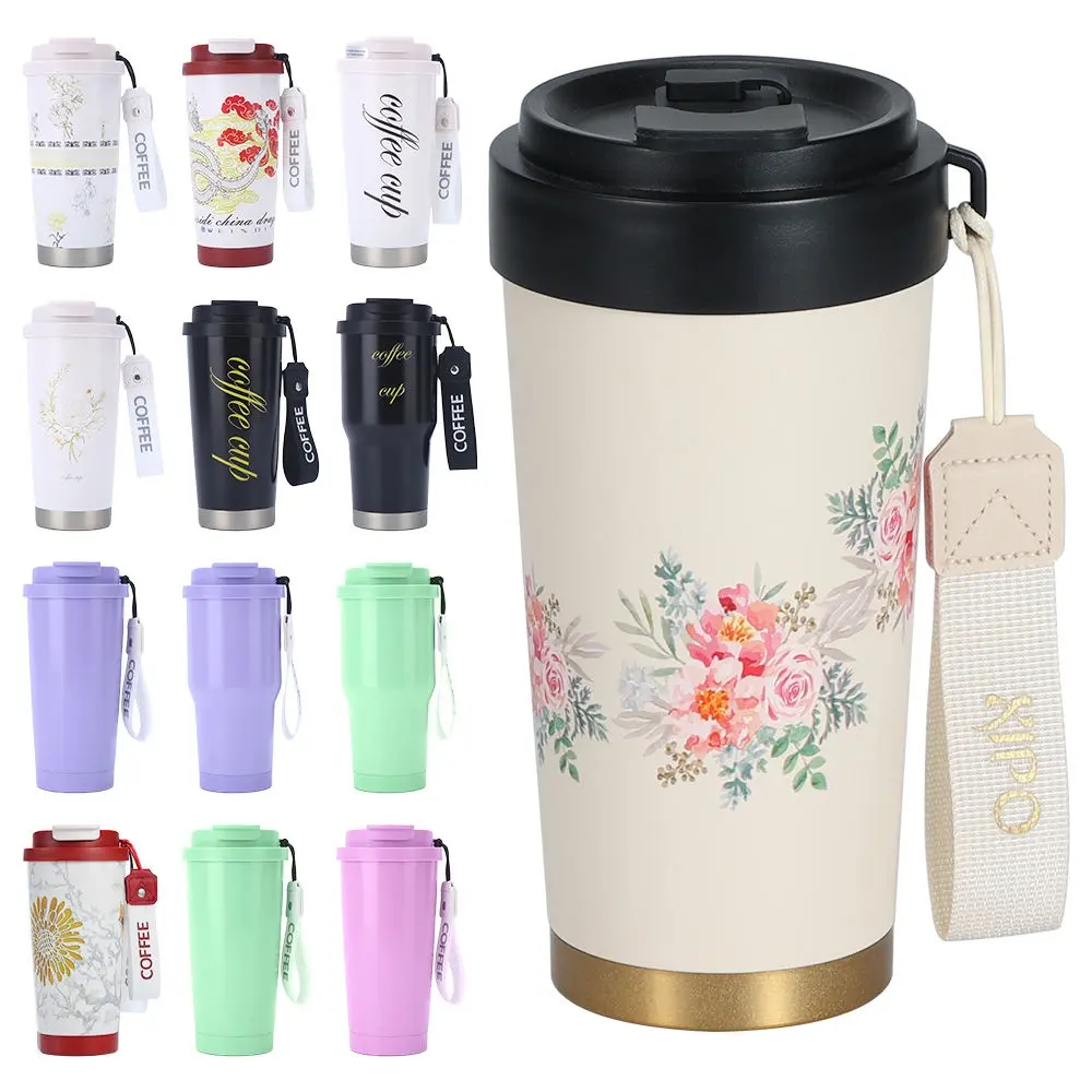 China Coloful 460ml/560ml Custom Logo 316 Stainless Steel Water Bottle with Removable Inner Liner Insulated Coffee Cup with Lifting Handle Manufacturers, Manufacturer