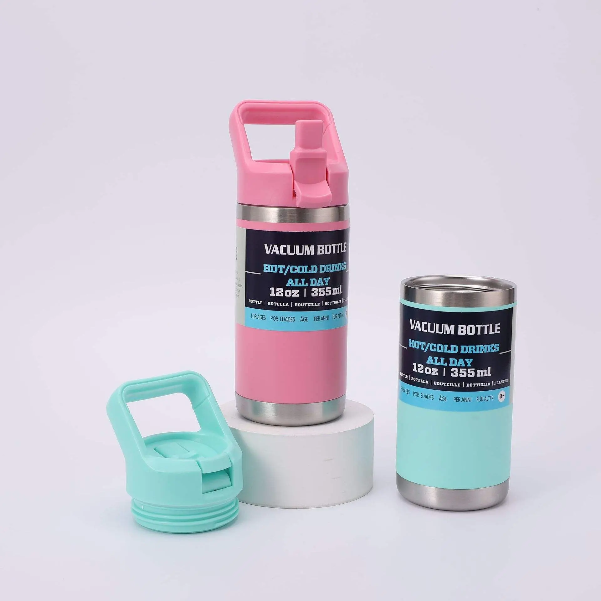 China Double Wall Vacuum Insulated 12oz Stainless Steel Kids Water Bottle with Straw Lid Supplier, Factories
