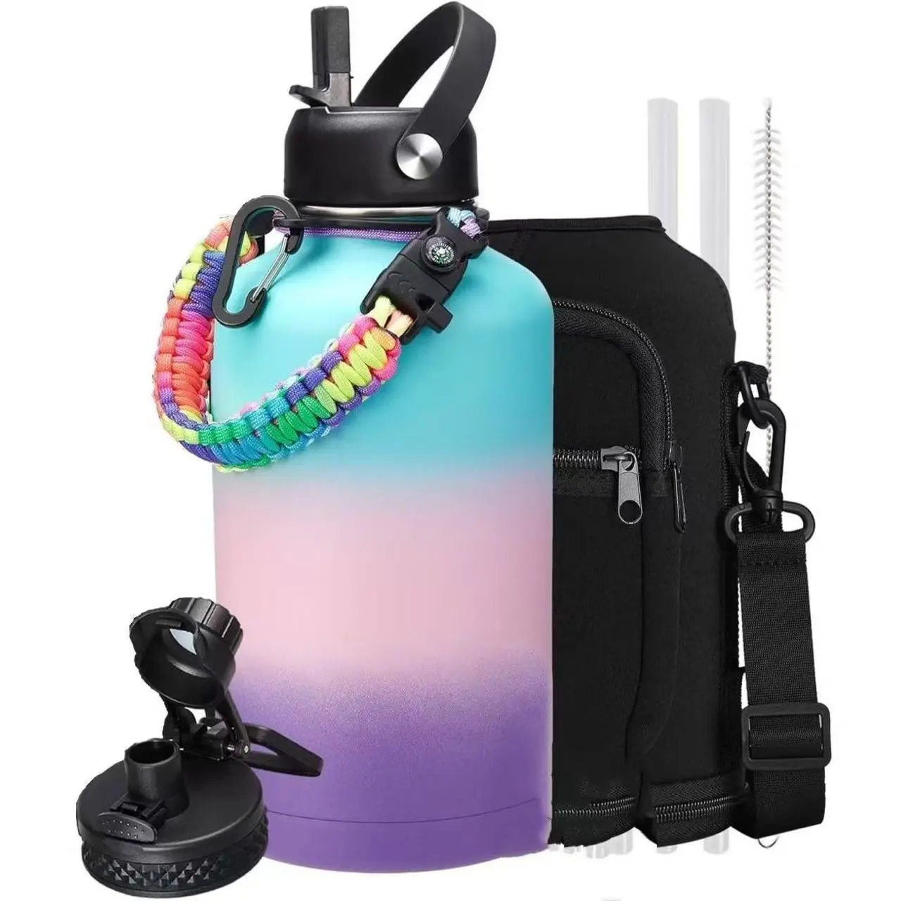 Wholesale Vacuum Insulated Water Bottle - Keep Hot Cold Vacuum Flasks with Straw & Spout Lids Manufacturers, Manufacturer