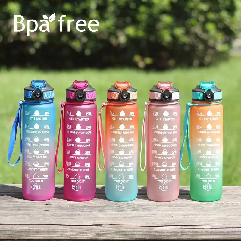 Wholesale Large Capacity 32oz BPA-free Plastic Water Bottle with Motivational Time Maker Supplier, Factories