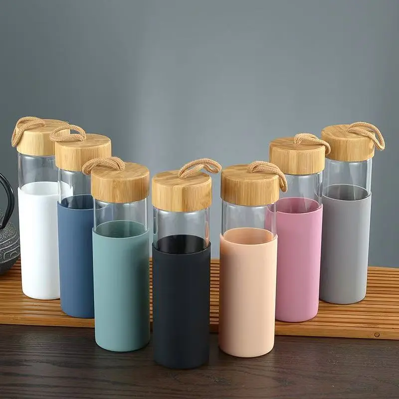 China 500ml Food Grade BPA-Free Sports Borosilicate Glass Drink Cup with Bamboo Lid Factories, Factory