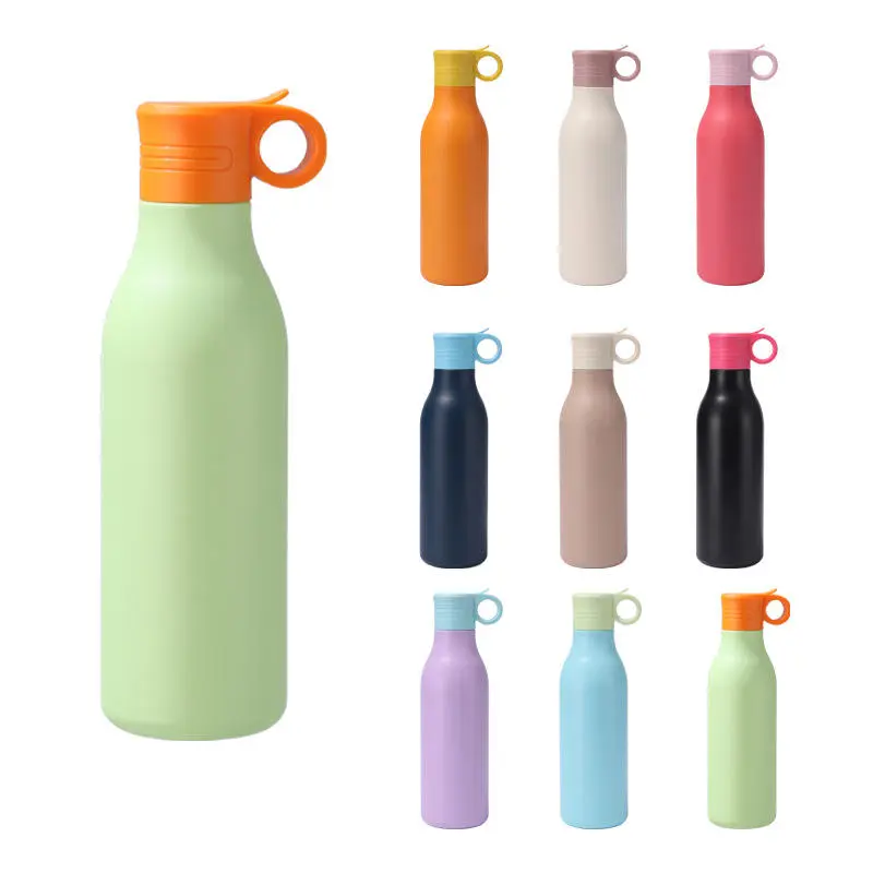 China Double Wall Stainless Steel Water Bottle with Folded Straw Lid Handgrip Sports Manufacturers, Factory
