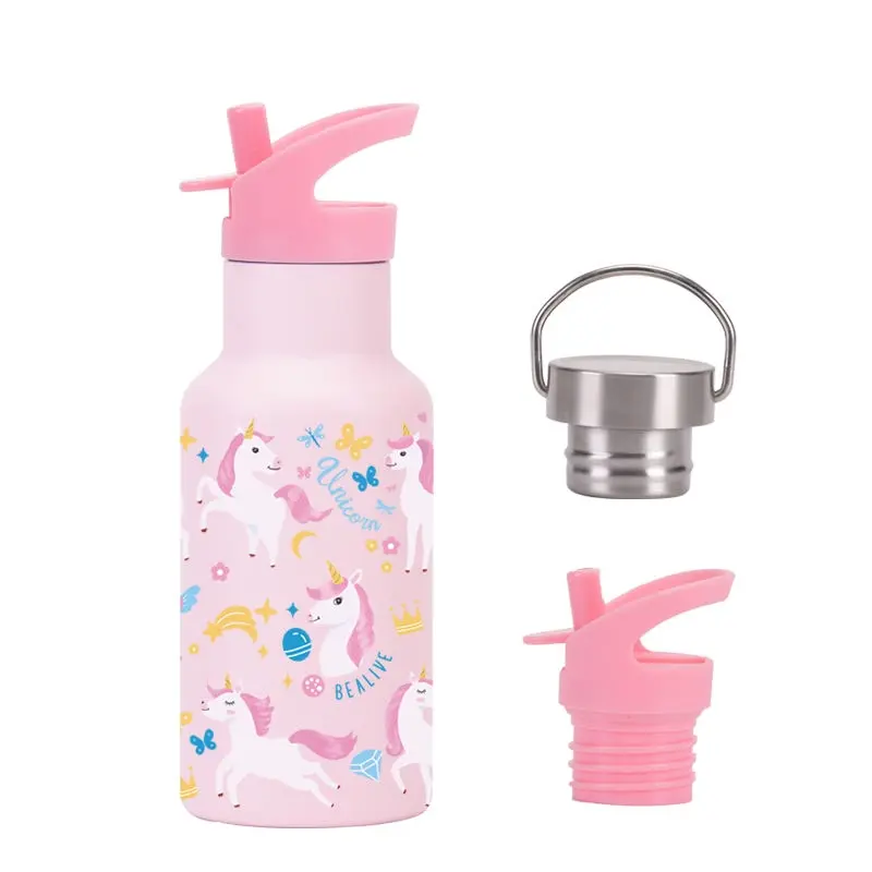 China Cute Pattern 12oz/350ml Double Wall Vacuum Insulated Kids Thermos Flask Sports Children Water Bottle for School Manufacturers, Factory