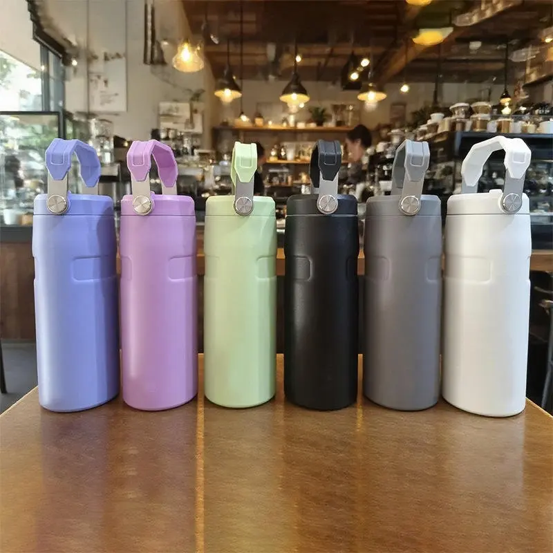 Wholesale New Arrival 16oz 24oz Stainless Steel Water Bottle Insulated Travel Tumbler with Flip Straw Lid and Handle Manufacturer, Factories