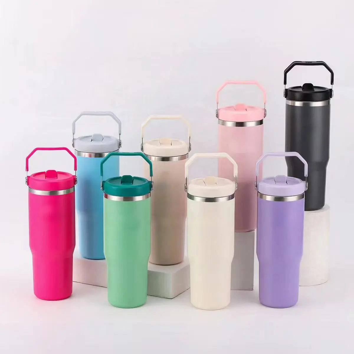 China Insulated Stainless Steel Travel Stanley IceFlow Flip Straw Tumbler with Handle Leak Proof Lid Supplier, Factory