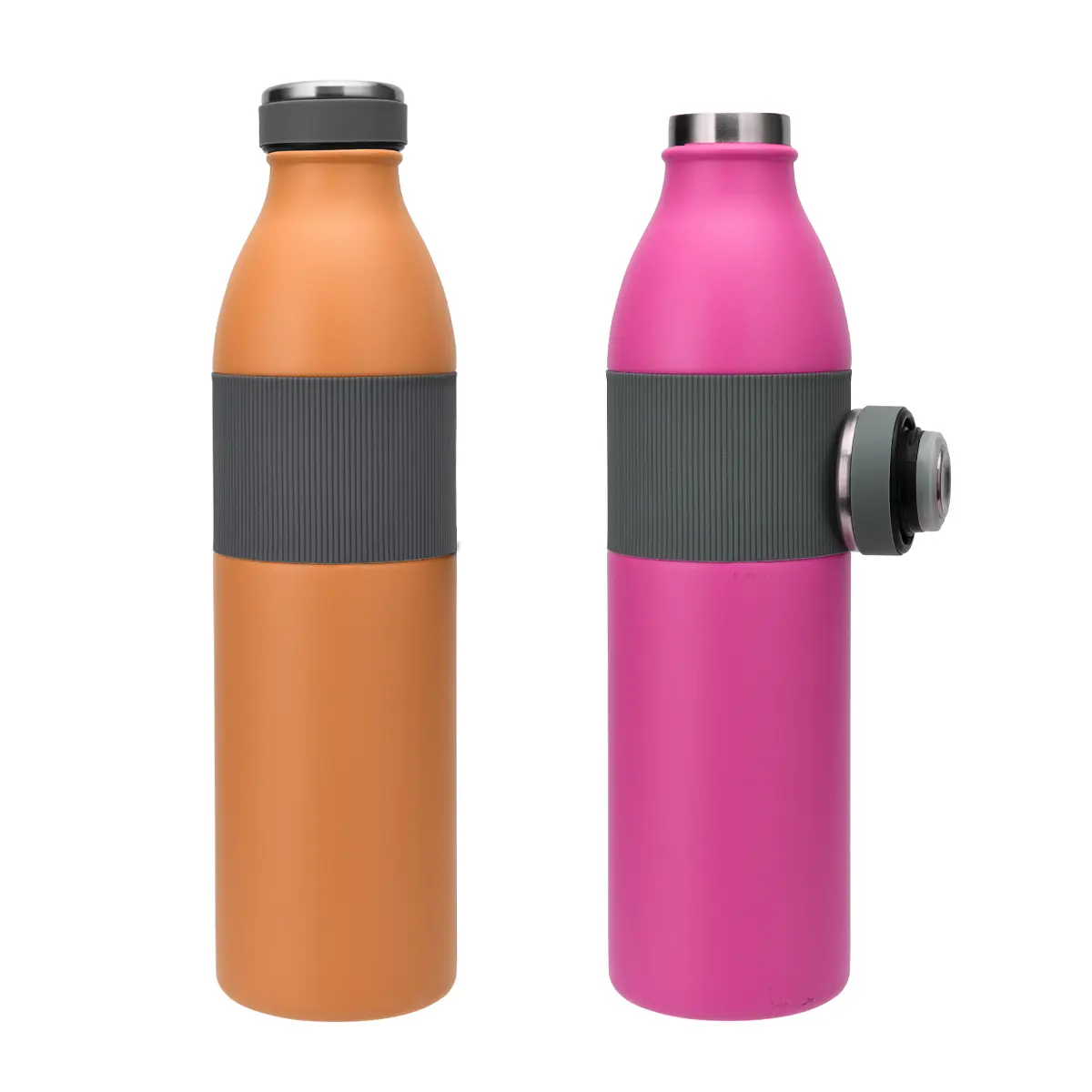 China Innovative Stainless Steel 600ml Water Bottle with Magnetic lid and Silicone Sleeve Suppliers, Factories