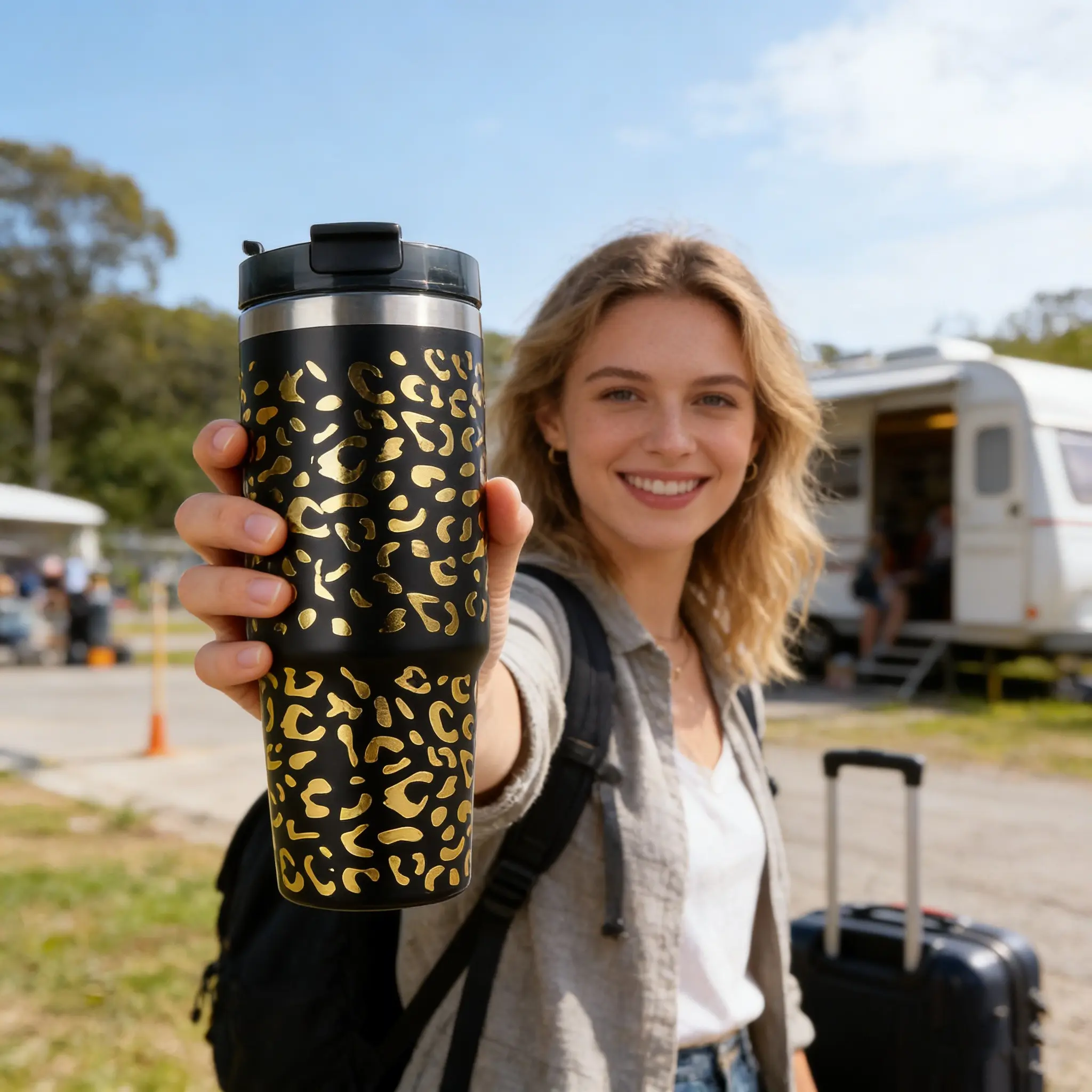 Leopard Print Travel Tumbler
