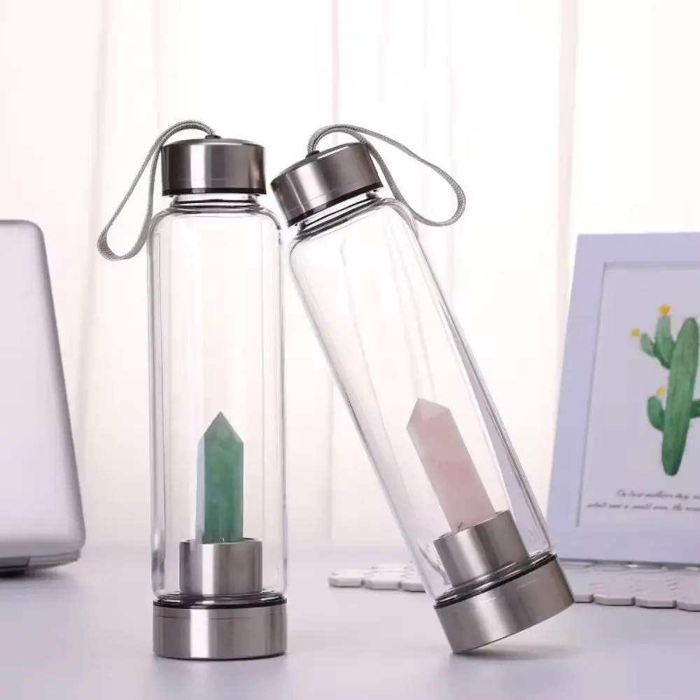 China Polished Crystal Infuser Glasses Drinking Bottle with Handcrafted Healing Crystals Unique Craft Product Supplier, Suppliers