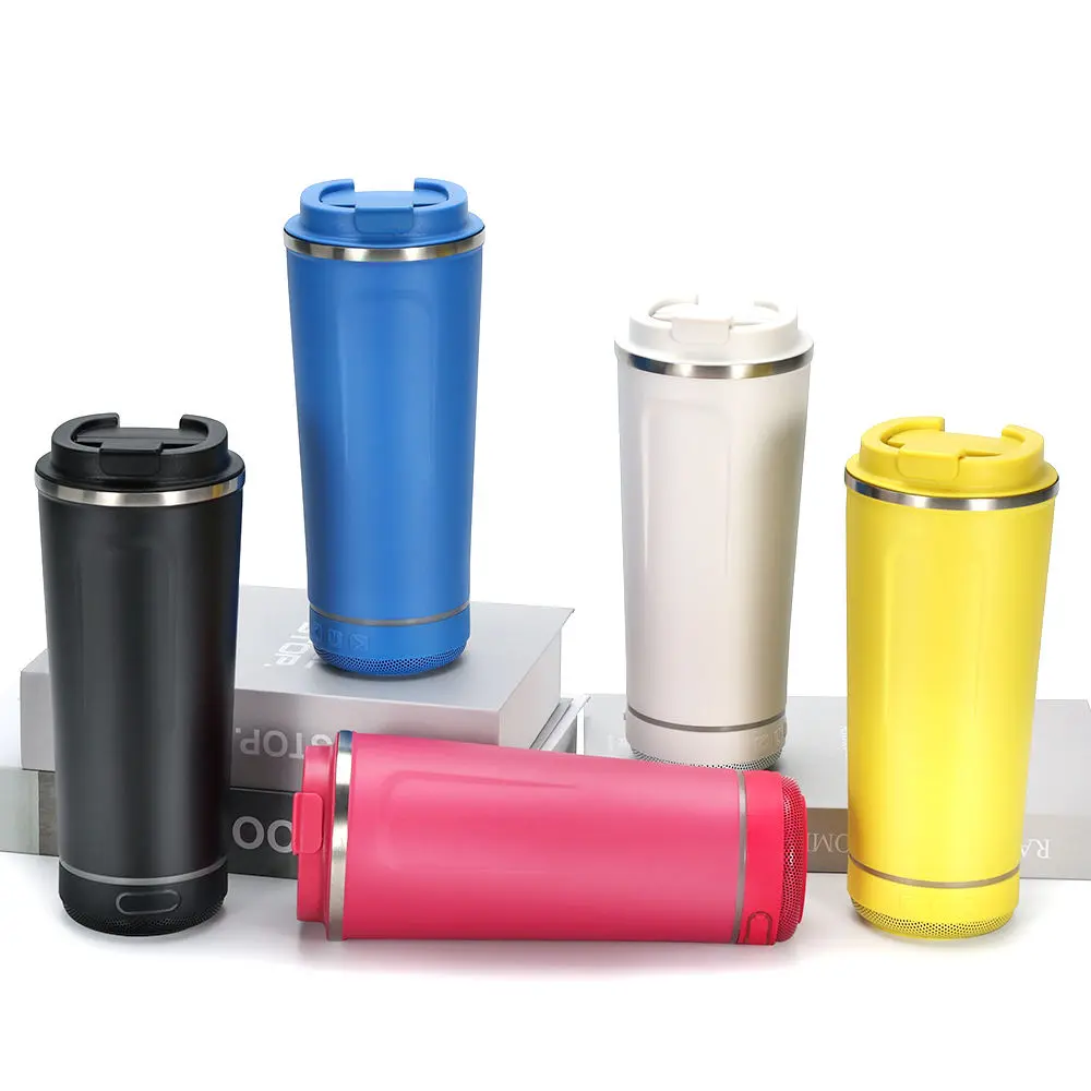 China Creative 550ml Insulated Coffee Travel Mug with Flip Cap and Integrated Bluetooth Speaker Manufacturer, Factory