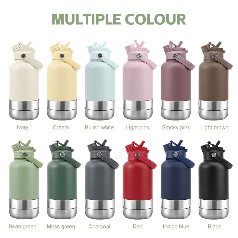 China 3 in 1 Style 32oz Portable Travel Pet Feeder Bowl Set Stainless Steel Outdoor Dog Water Bottle with 2 Bowls Supplier, Factories