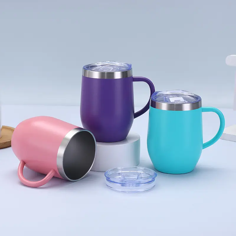 Wholesale 12oz Egg Shape Stainless Steel Vacuum Insulated Coffee Tumbler with Handle Supplier, Suppliers