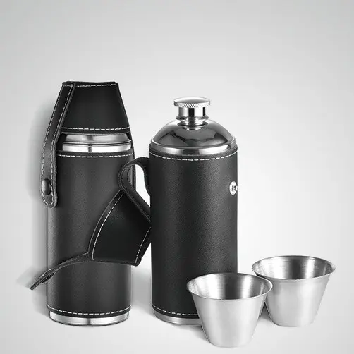 Flask with Built-In Shot Glasses