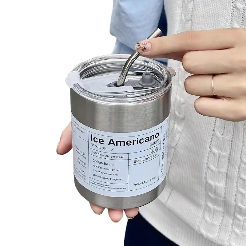 Wholesale Double Layer Insulated Vacuum Americano Ice Coffee Mug with Lid and Straw Factories, Factory