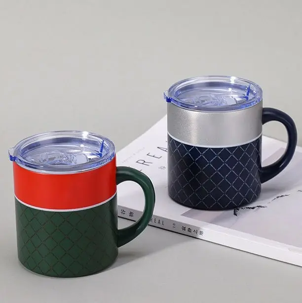 Wholesale 12oz Double Wall Vacuum Travel Mug Camping Cup with Handle and Slide Lid Supplier, Factory