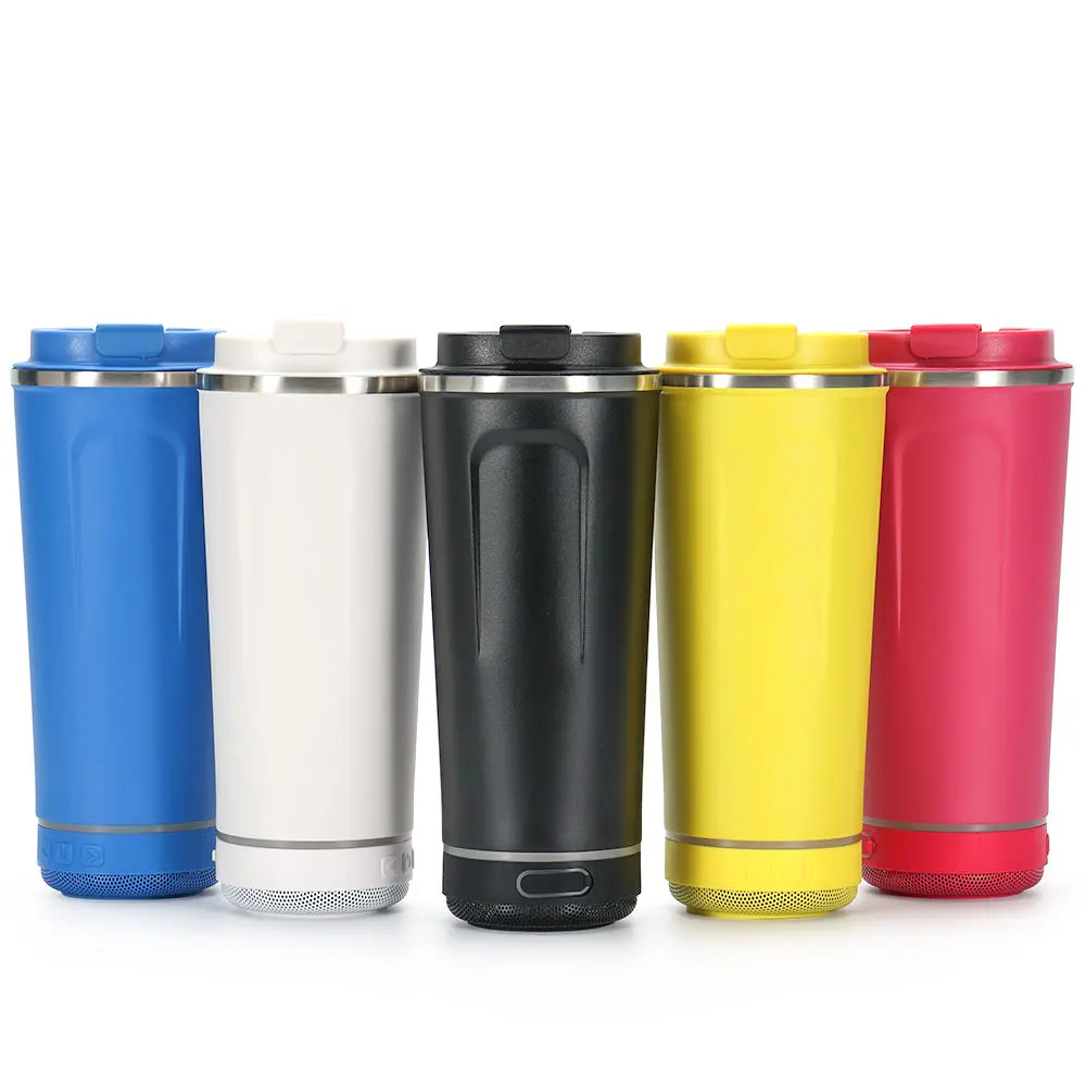 China Creative 550ml Insulated Coffee Travel Mug with Flip Cap and Integrated Bluetooth Speaker Manufacturer, Factory