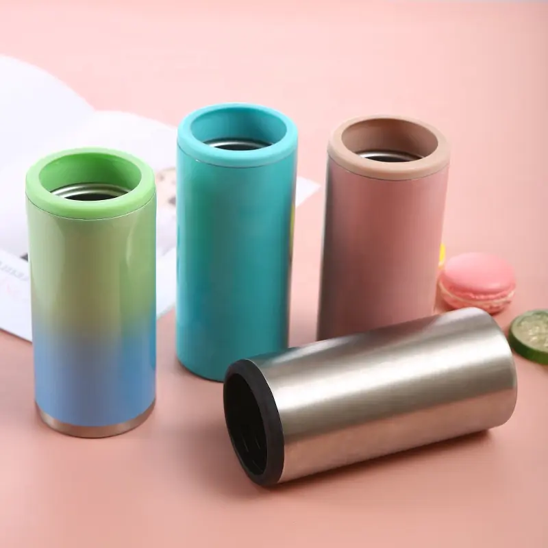 China 12oz Slim Double Wall Stainless Steel Skinny Can Cooler Beer Bottle Factories, Factory