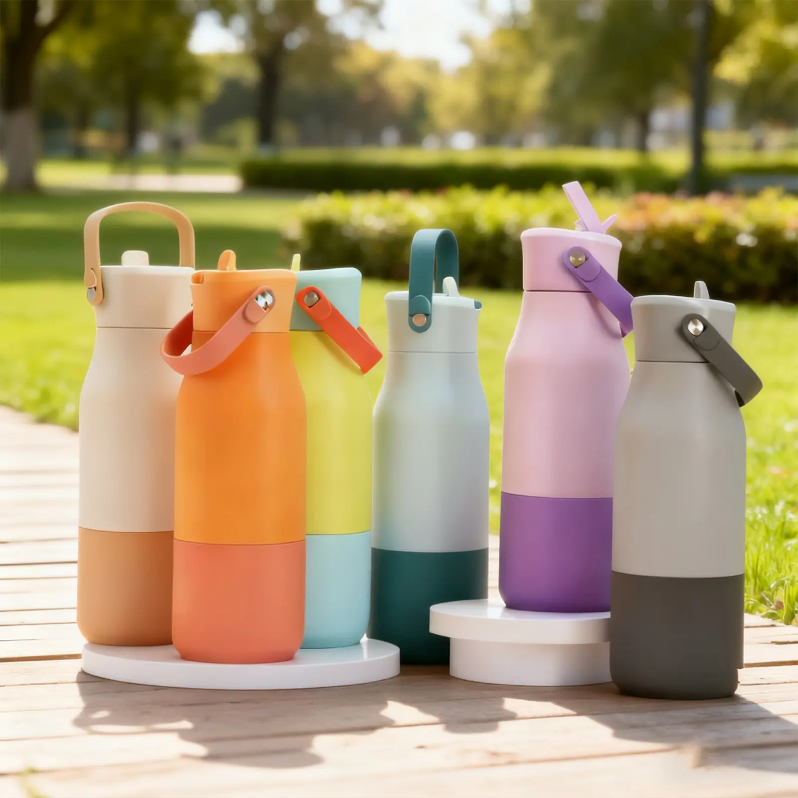 China Outdoor 13/23/30oz Double Wall Stainless Steel Thermos Cup Sports Water Bottle with Detachable Handle and Flip Straw Lid Supplier, Factories