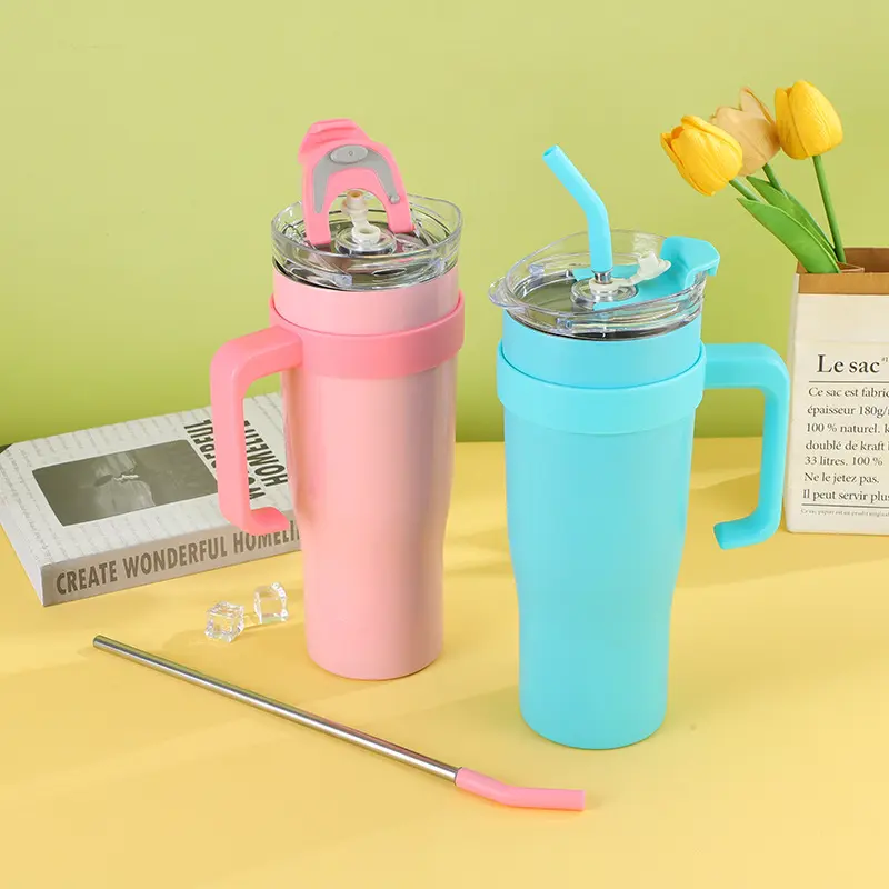 China 40oz Vacuum Insulated Stainless Steel Tumbler with Handle and Straw Factories, Factory