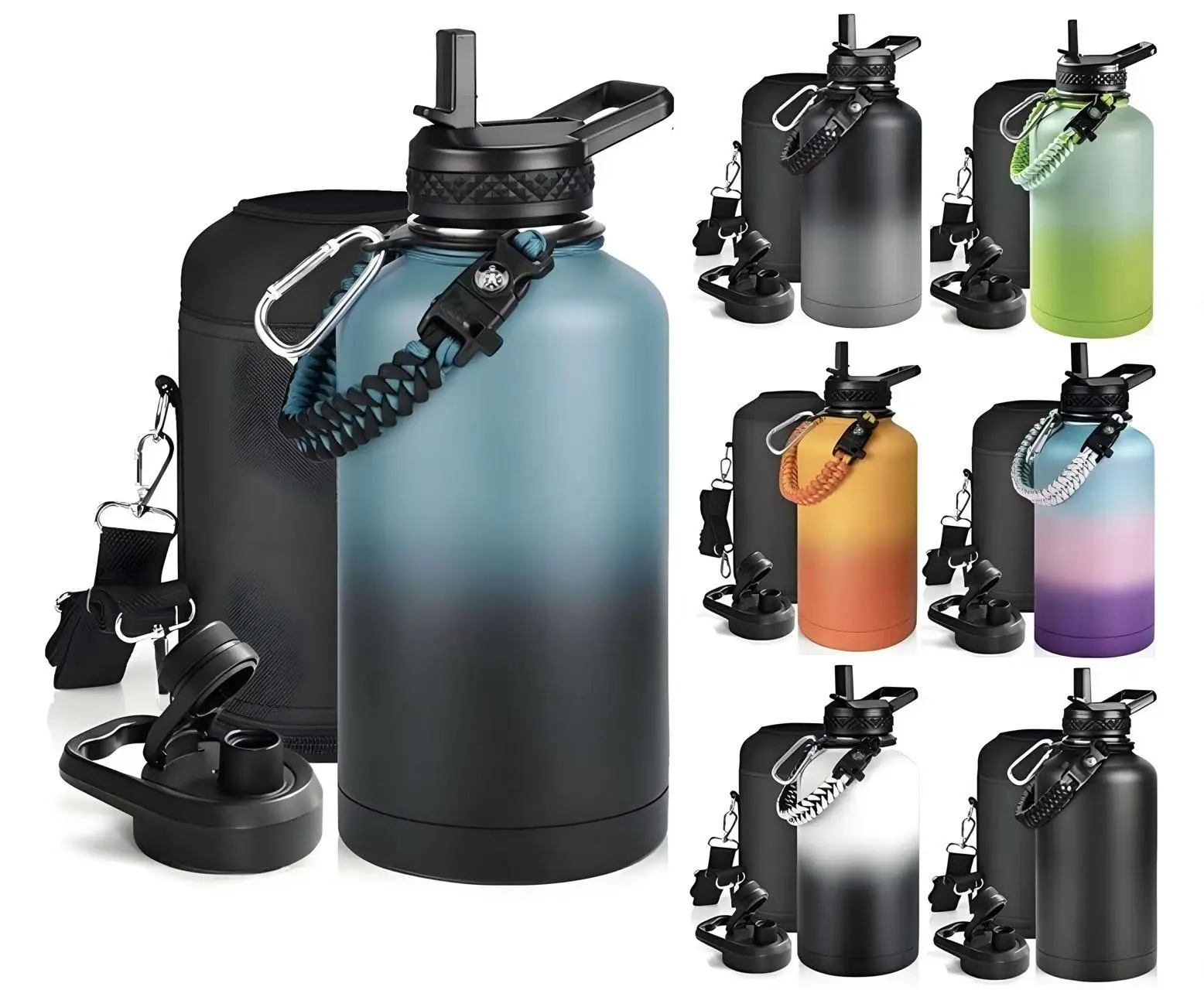 Wholesale Vacuum Insulated Water Bottle - Keep Hot Cold Vacuum Flasks with Straw & Spout Lids Manufacturers, Manufacturer