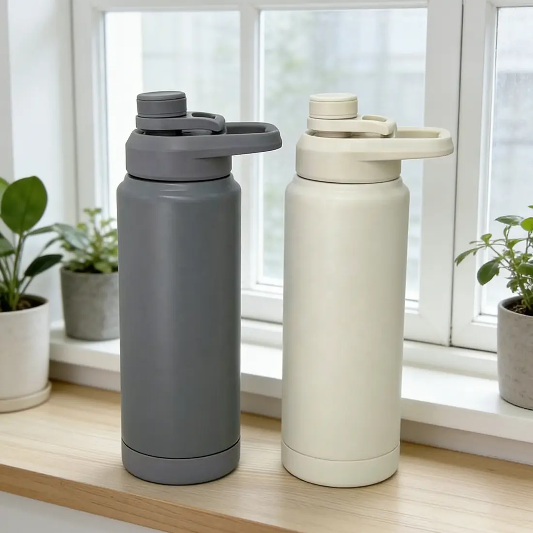 Wholesale Custom Logo 32oz Stainless Steel Sports Thermos Vacuum Insulated Portable Water Bottle with Chug Lids Suppliers, Factory