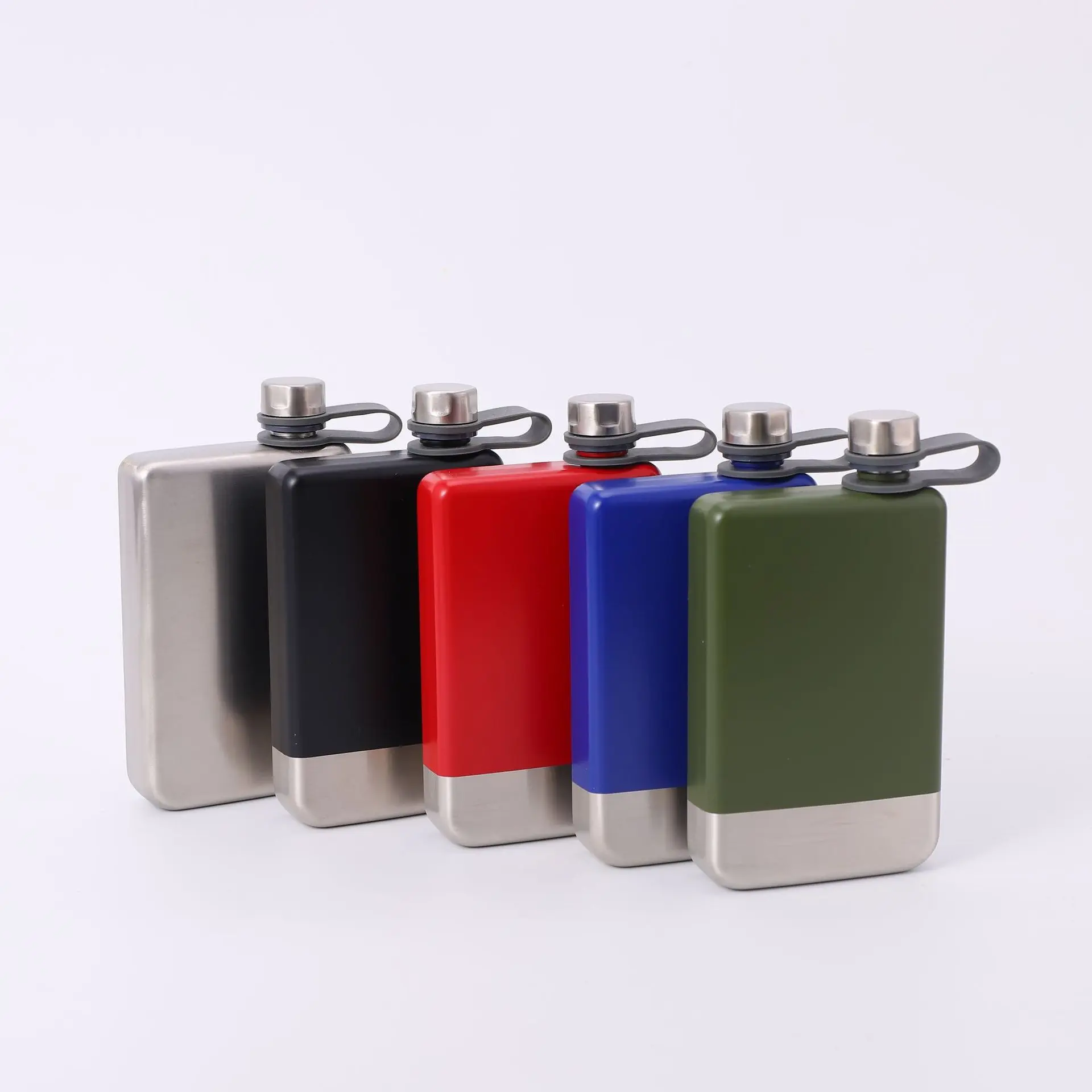 Wholesale 8oz Portable Stainless Steel Square Hip Flask with Integrated Steel Cap for Men Supplier, Suppliers