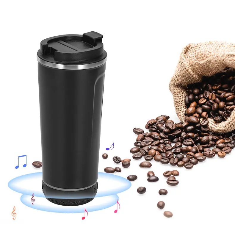 China Creative 550ml Insulated Coffee Travel Mug with Flip Cap and Integrated Bluetooth Speaker Manufacturer, Factory