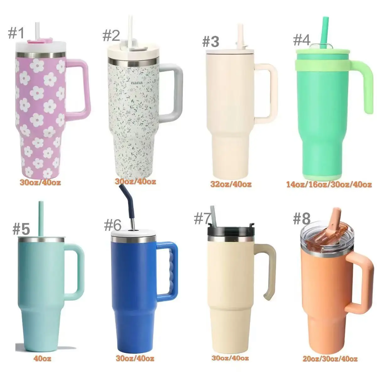 China Double Wall Insulated Cup Stainless Steel 40oz Tumbler with Handle and Straw Lid Manufacturers, Factory