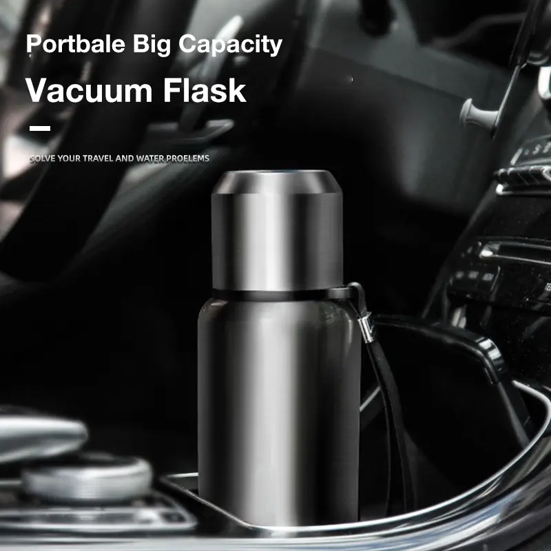 Wholesale Large Capacity Stainless Steel Portable Vacuum Flask with Rope 500/750/1000/1500ml Suppliers, Factories