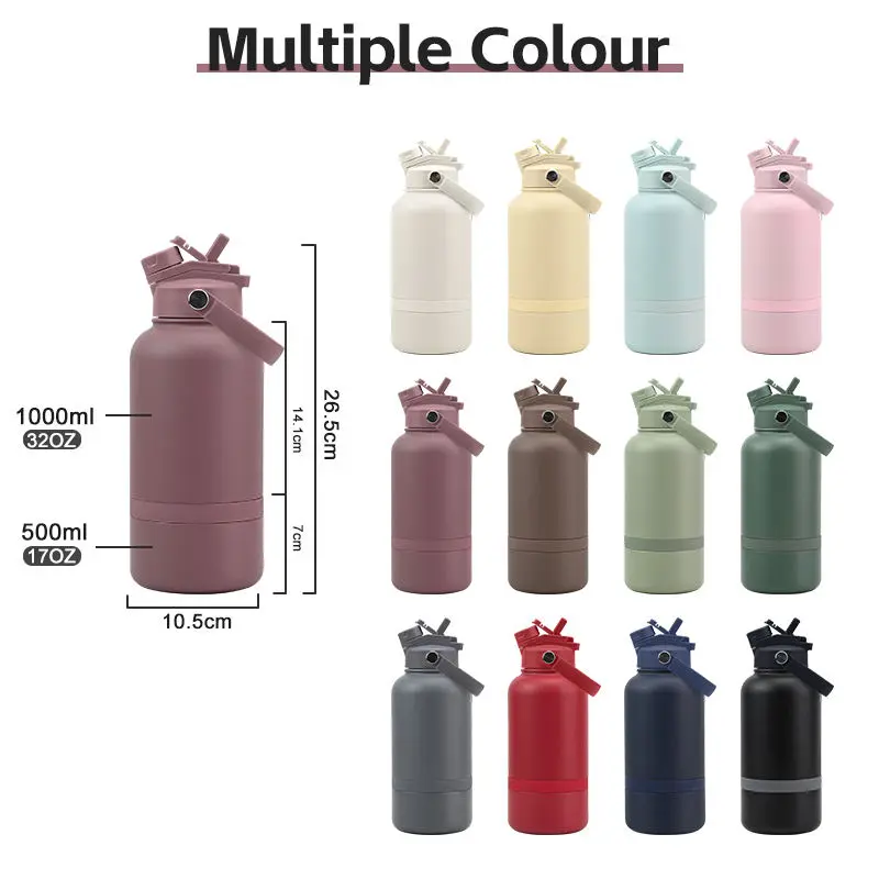 China 3 in 1 Style 32oz Portable Travel Pet Feeder Bowl Set Stainless Steel Outdoor Dog Water Bottle with 2 Bowls Supplier, Factories