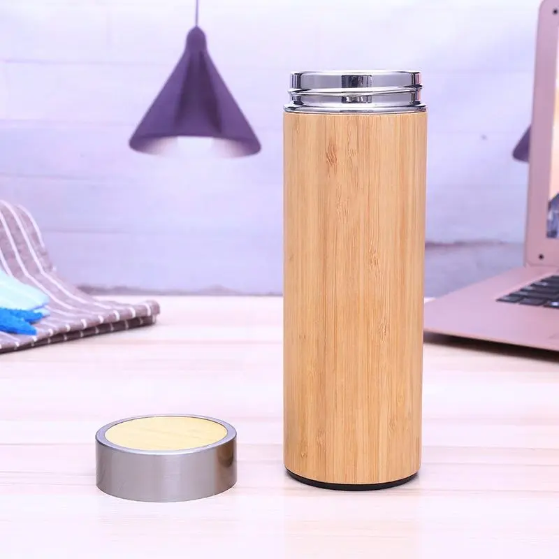 China 500ml Eco Friendly Insulated Bamboo Vacuum Flask with Lid and Tea Infuser Manufacturer, Supplier