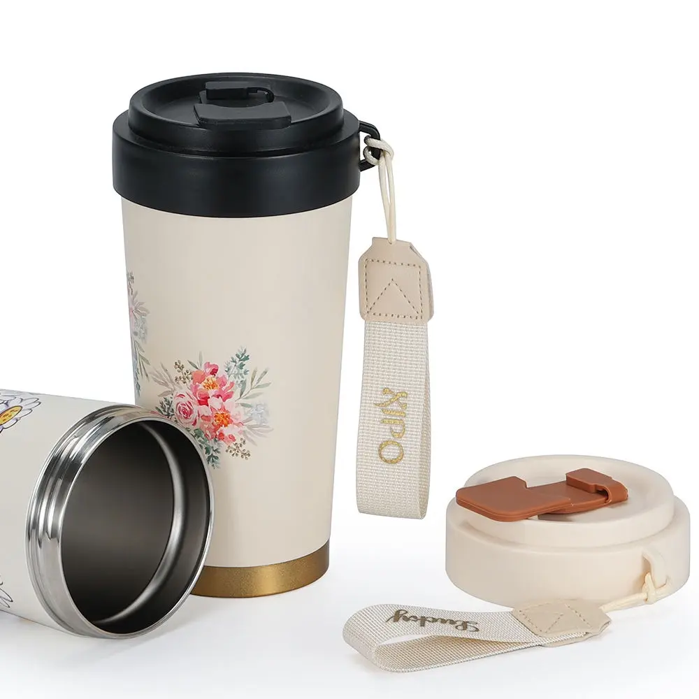 China Coloful 460ml/560ml Custom Logo 316 Stainless Steel Water Bottle with Removable Inner Liner Insulated Coffee Cup with Lifting Handle Manufacturers, Manufacturer