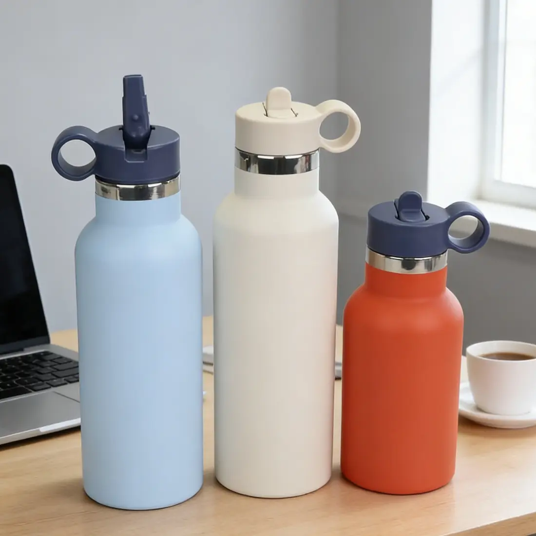 China Custom 350ml/500ml Double Wall Stainless Steel Kids Water Bottle Vacuum Insulated Flask with Flip Straw for School Factories, Factory