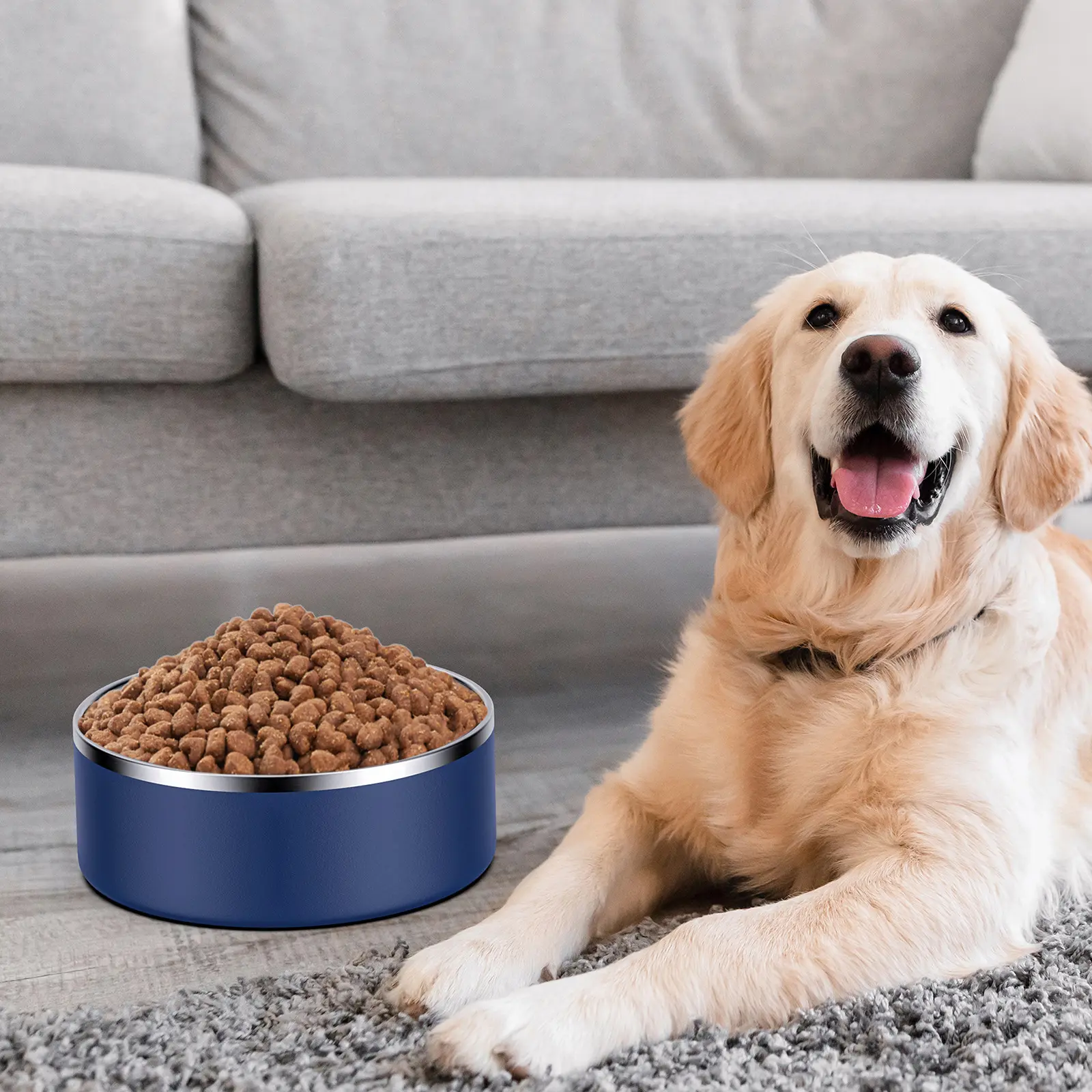 China 64oz Stainless Steel Insulated Dog Bowls for Large Dogs with Non Slip Rubber Bottom Manufacturers, Factories