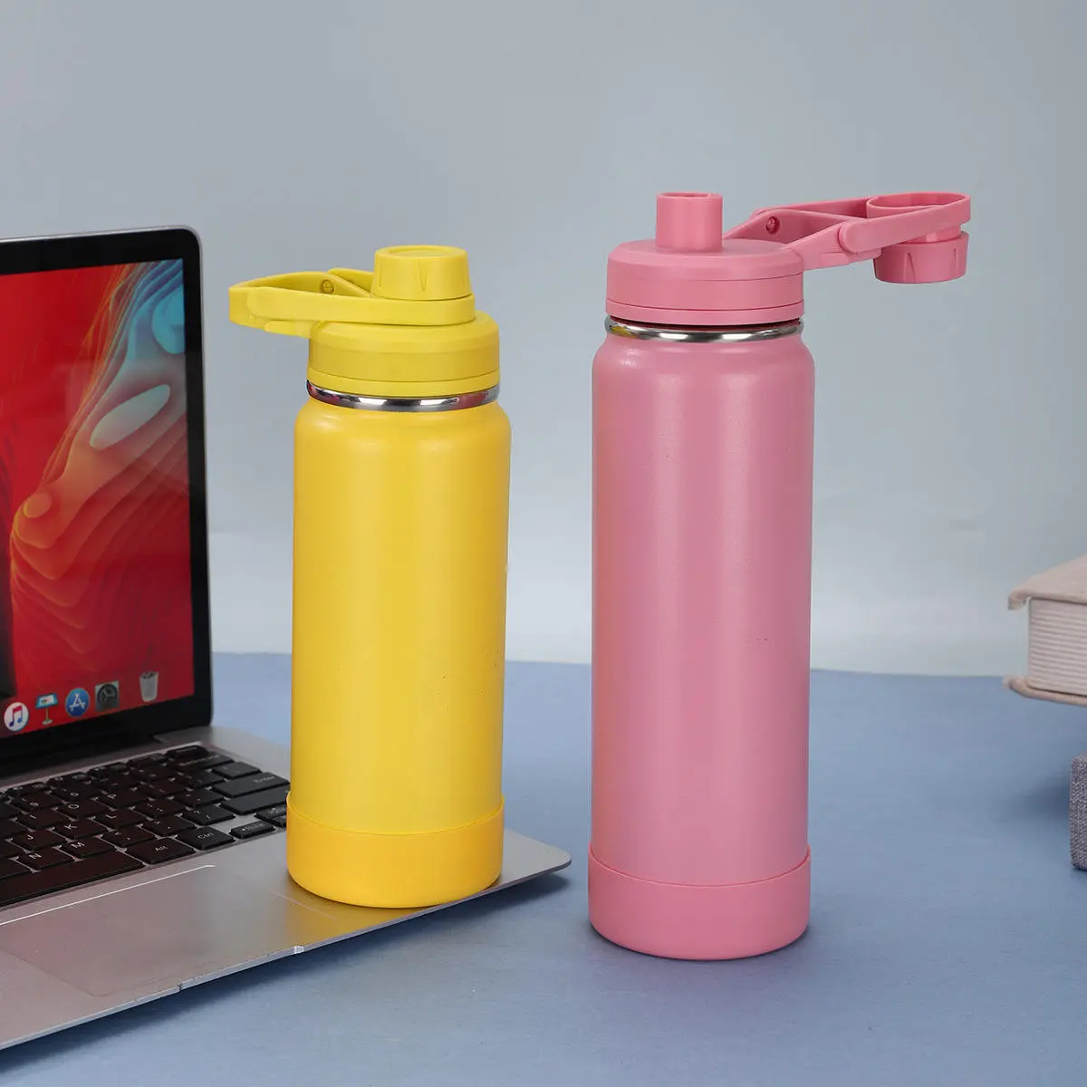 China Wide Mouth Stainless Steel Sports Water Bottle with Spout and Handle Lid Supplier, Suppliers