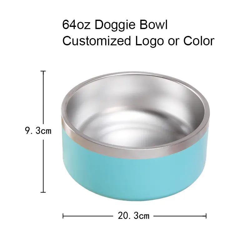 China 64oz Stainless Steel Insulated Dog Bowls for Large Dogs with Non Slip Rubber Bottom Manufacturers, Factories