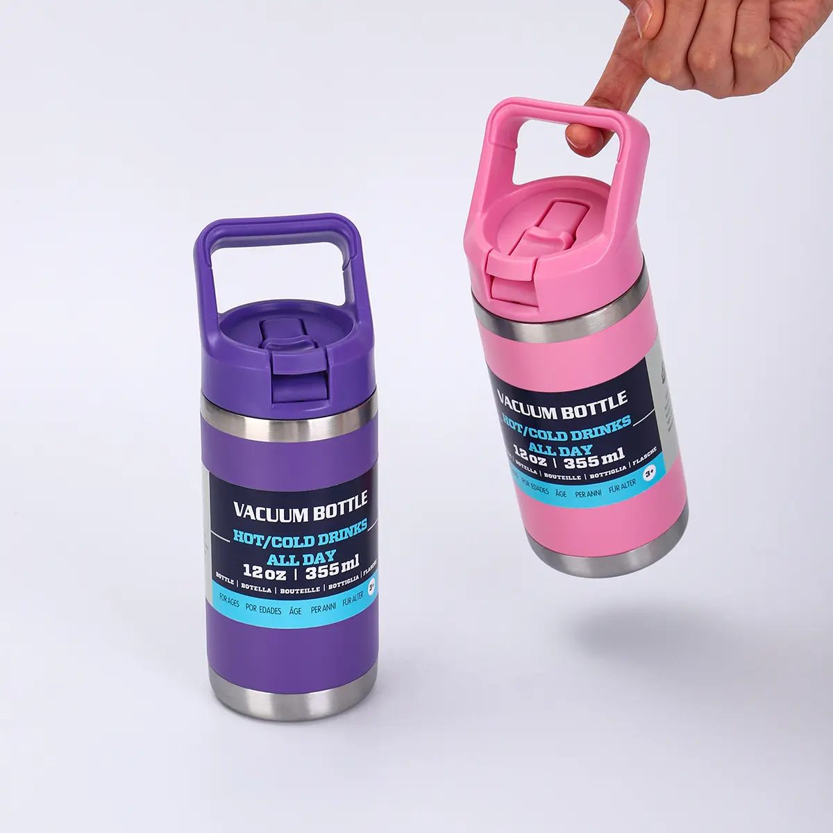 China Double Wall Vacuum Insulated 12oz Stainless Steel Kids Water Bottle with Straw Lid Supplier, Factories