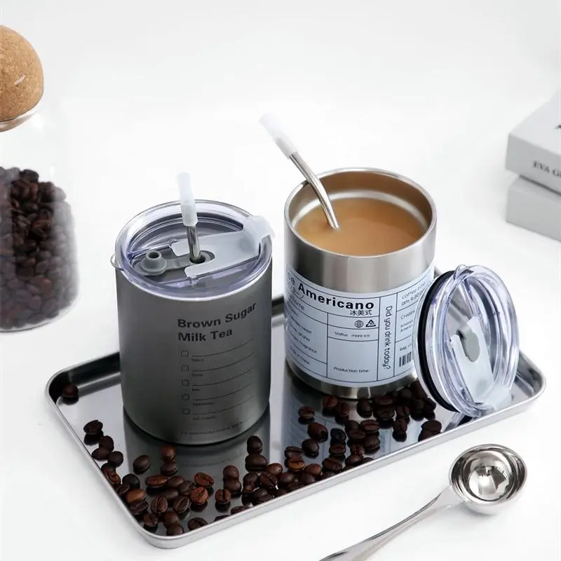 Wholesale Double Layer Insulated Vacuum Americano Ice Coffee Mug with Lid and Straw Factories, Factory