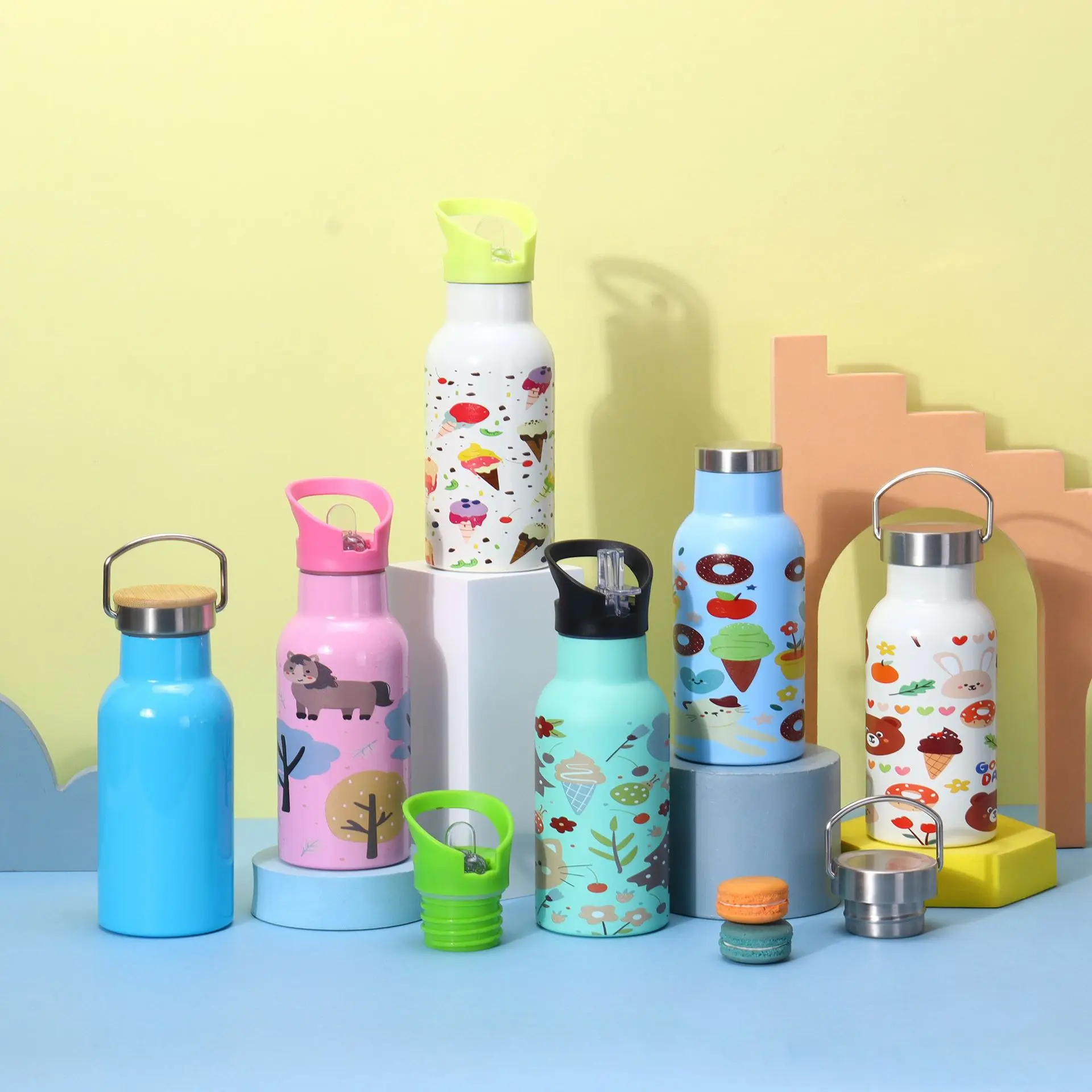China Cute Pattern 12oz/350ml Double Wall Vacuum Insulated Kids Thermos Flask Sports Children Water Bottle for School Manufacturers, Factory