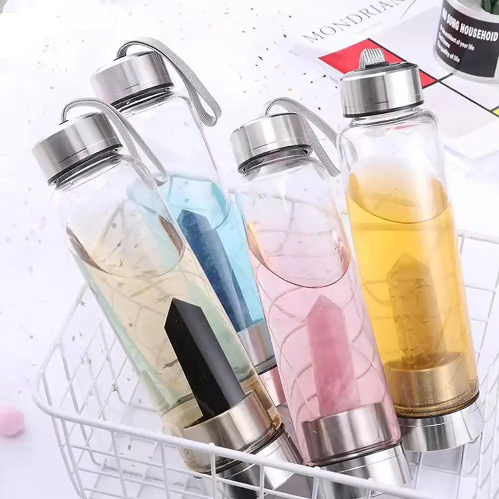 China Polished Crystal Infuser Glasses Drinking Bottle with Handcrafted Healing Crystals Unique Craft Product Supplier, Suppliers