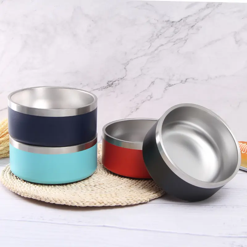 China 64oz Stainless Steel Insulated Dog Bowls for Large Dogs with Non Slip Rubber Bottom Manufacturers, Factories