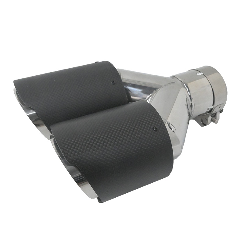 High Performance Black Carbon Fiber Dual Car Exhaust Muffler Tail Pipe Universal Dual Outlet Muffler Tip