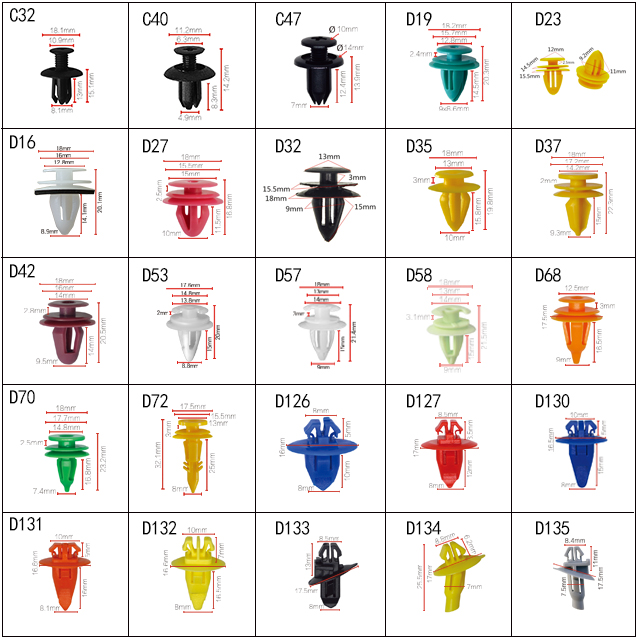 Plastic Custom Trim Panel Retainers & Fastener Universal Plastic Bumper Automobile Clip