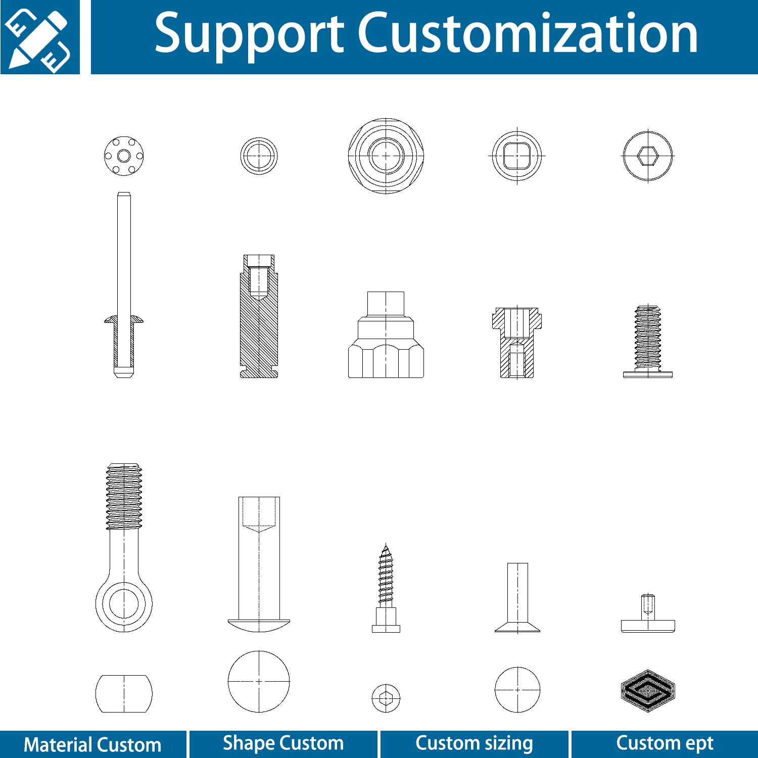 Custom Metal Flat Solid Tubular Rivets Flat Fasteners Clips Automotive Auto Brake Brass Fasteners Custom Brass Rivet Fasteners
