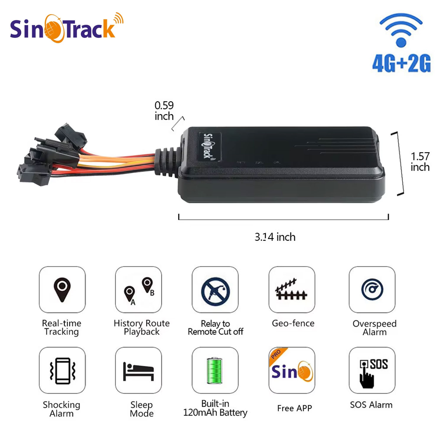 Sinotrack Worldwide Real Time Gps Tracking Device For Vehicle ST-906L Traceur Gps Pour Voiture 4G Car Gps Tracker With SOS Alarm